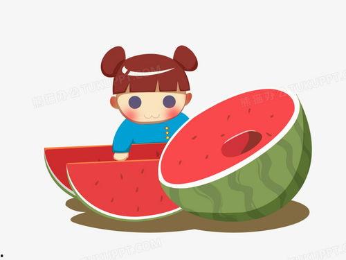 小孩吃瓜图片动漫,动漫版夏日童趣